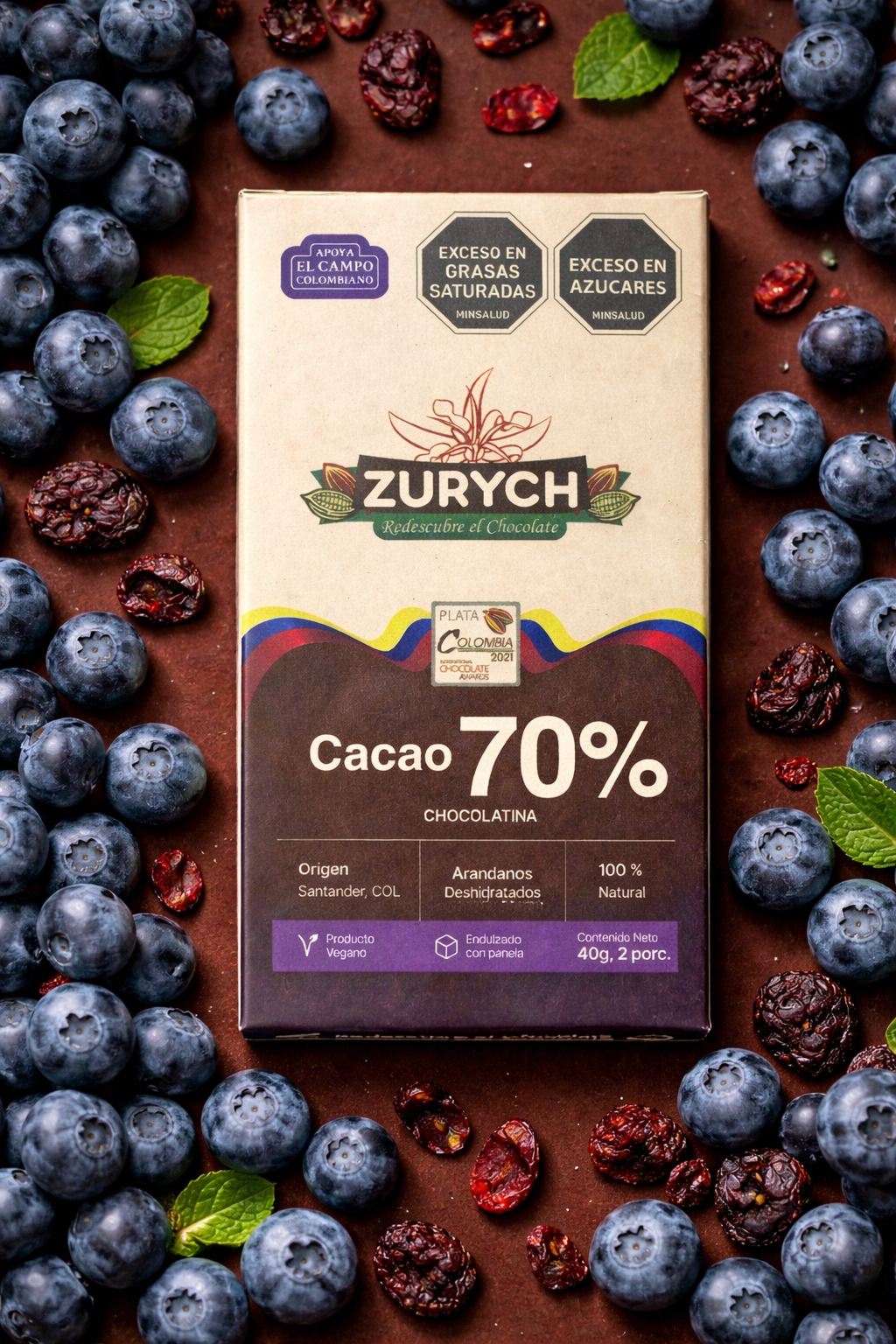 Chocolatina 70% cacao 40g unidad